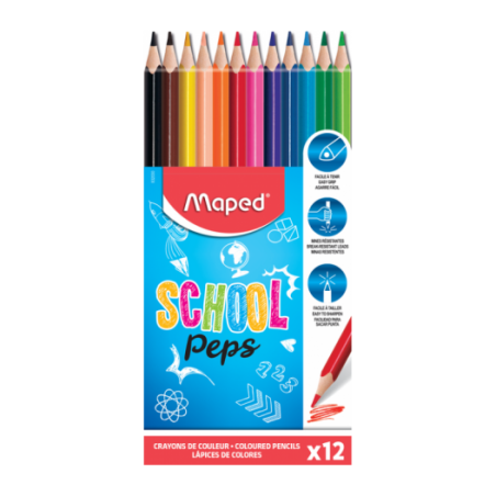 Paquet de 12 crayon  couleur SCHOOL PEPS MAPED