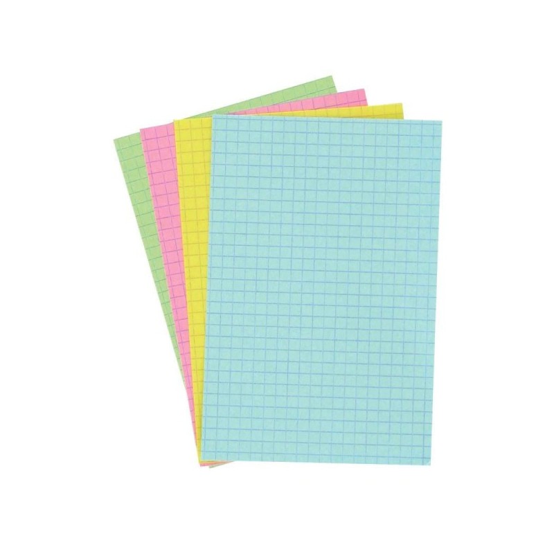 fiches bristol - A4 - Petits carreaux - Assortiment de couleurs