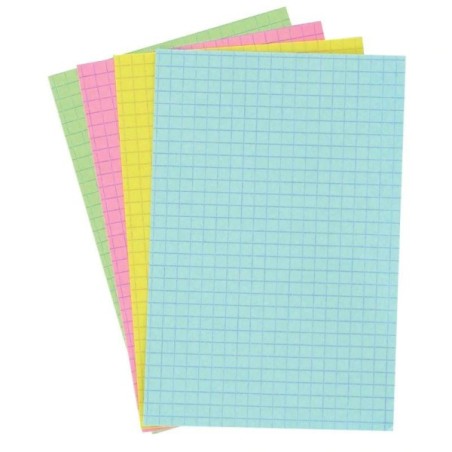 fiches bristol - A4 - Petits carreaux - Assortiment de couleurs
