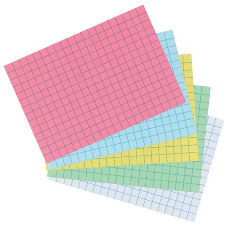 Fiches bristol - A4 - Petits carreaux - Assortiment de couleurs
