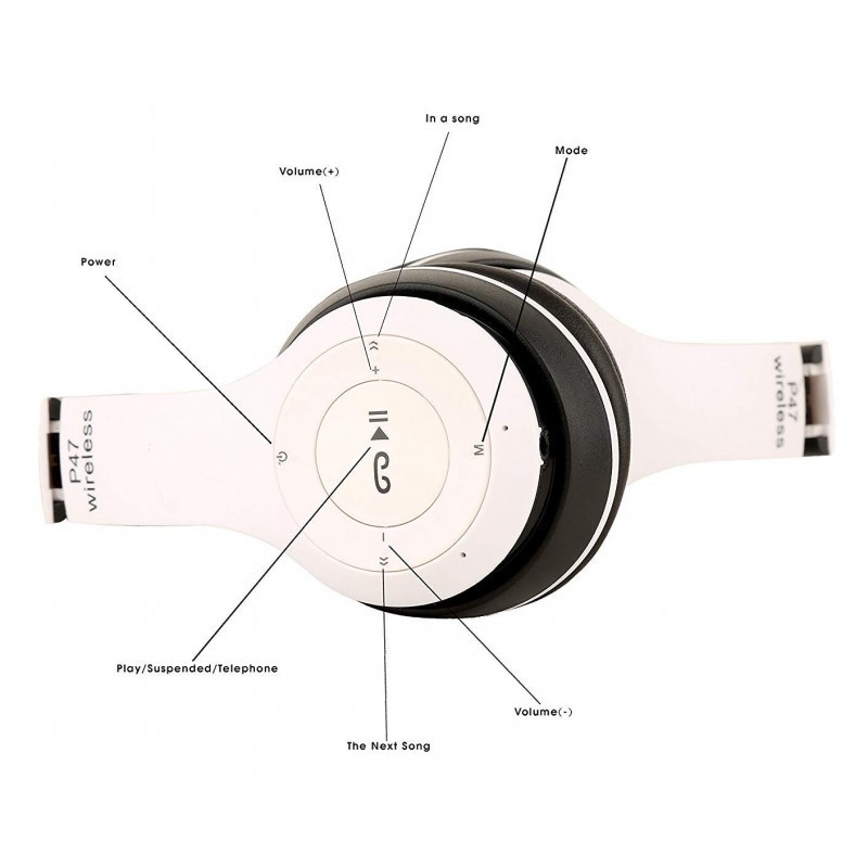 Casque-Micro Bluetooth P47 / Blanc & Noir