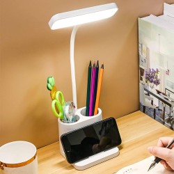 Lampe de bureau LED pour la protection des yeux, avec support pour téléphone et porte stylo.