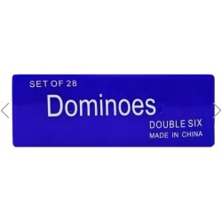 Jeu de dominos Double Six de 28 pièces, boîte de rangement bleue