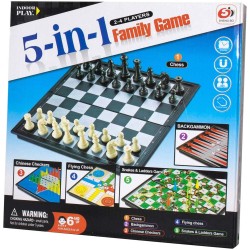Ensemble de 5 jeux de société magnétique Echecs, Dames, Backgammon ,Petites chevaux et serpents & échelles