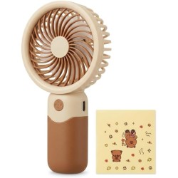 Mini-ventilateur portable, rechargeable par USB, 3 vitesses, support de bureau, 15 cm, marron