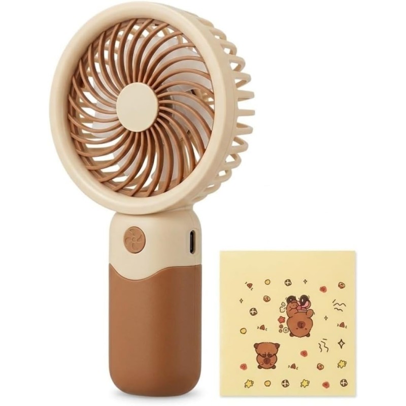 Mini-ventilateur portable, rechargeable par USB, 3 vitesses, support de bureau, 15 cm, marron