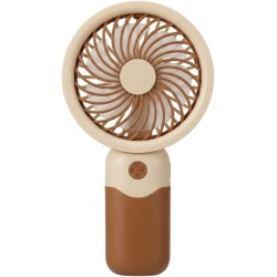 Mini-ventilateur portable, rechargeable par USB, 3 vitesses, support de bureau, 15 cm, marron