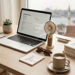 Mini-ventilateur portable, rechargeable par USB, 3 vitesses, support de bureau, 15 cm, marron