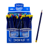Crayon ordinaire, corps hexagonal bleu, mine HB, design contrasté. DOMS