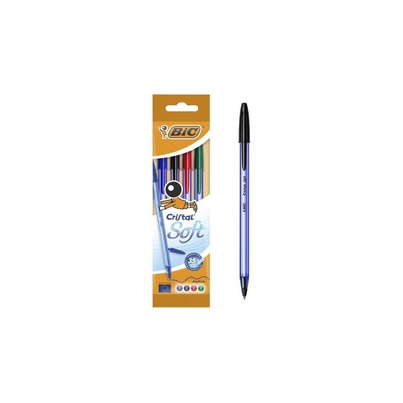 Pochette de 4 stylos a bille cristal soft BIC