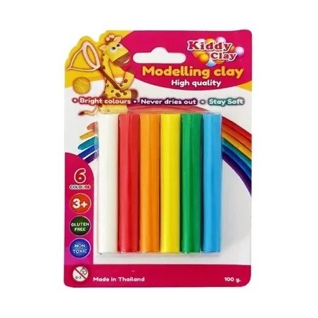Pâte à modeler de 6 couleurs Kiddy Clay
