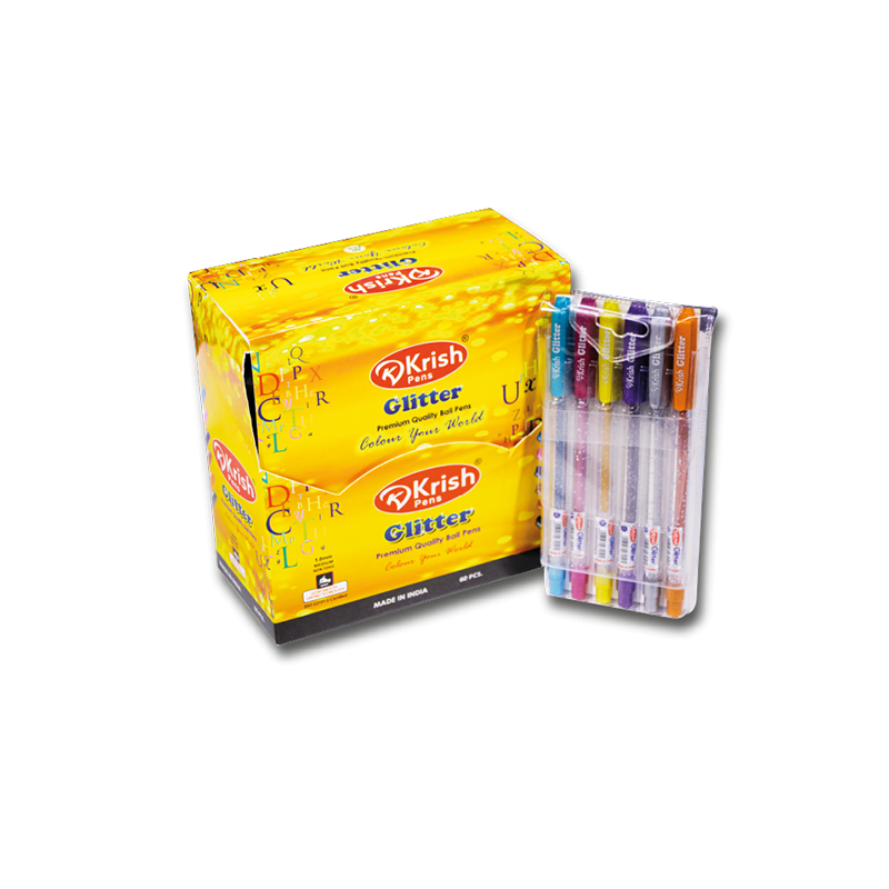 POCHETTE FIFTY DE 6 STYLO KRISH GEL GLITTER