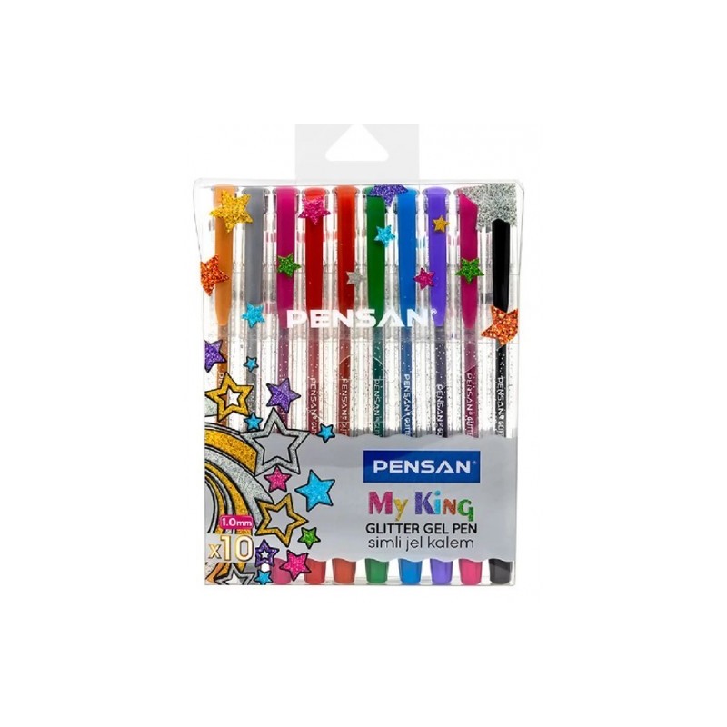 Pochette de 10 stylos Gel Glitter  My King Pensan