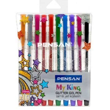 Pochette de 10 stylos Gel Glitter  My King Pensan