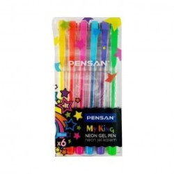 Pochette de 6 stylos Gel Glitter NEON  My King Pensan