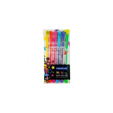 Pochette de 6 stylos Gel Glitter NEON  My King Pensan
