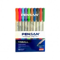 Pochette  de 10 stylos a bille 1MM TRIBALL - PENSAN