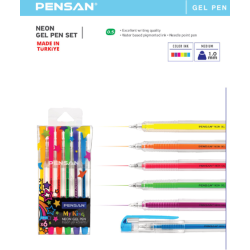 Pochette de 6 stylos Gel Glitter NEON  My King Pensan