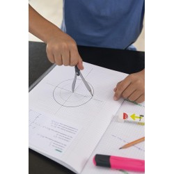 Coffret Compas Study à Bague Universelle - Branches en Métal - Boîtier avec Règle Intégrée