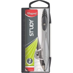 Coffret Compas Study à Bague Universelle - Branches en Métal - Boîtier avec Règle Intégrée